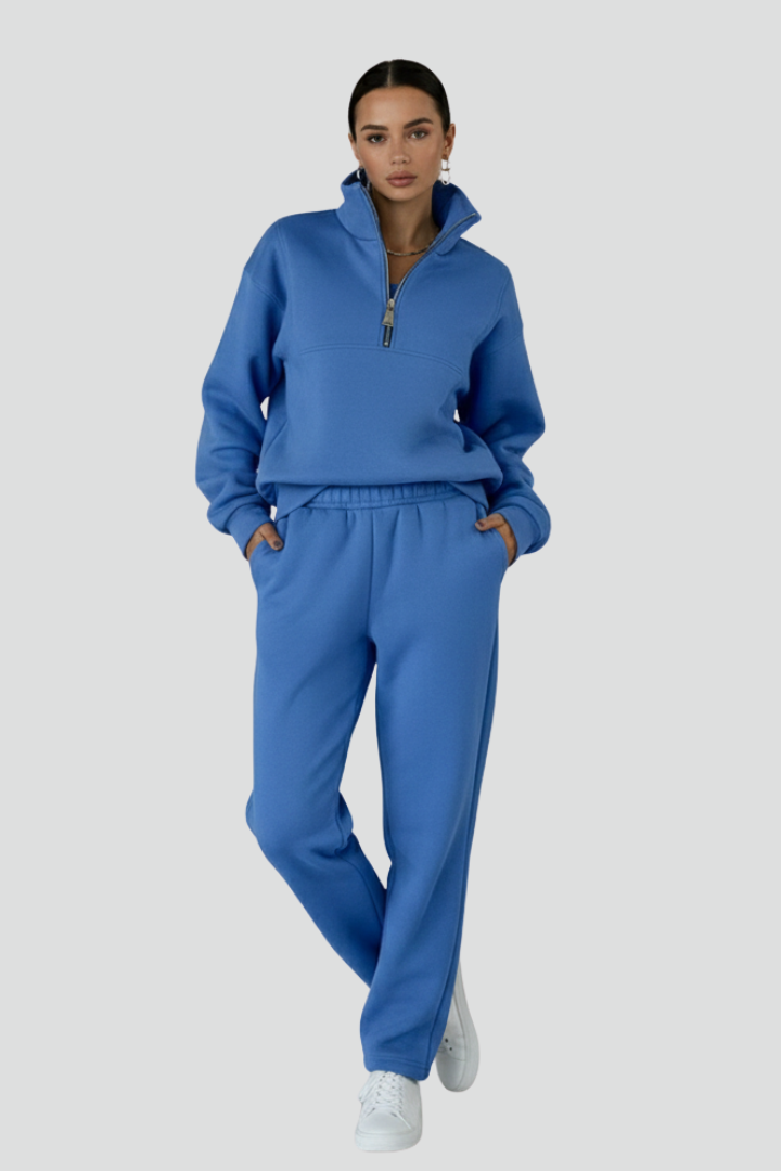 Aaliyah | Women’s 2-Piece Tracksuit Set – Half Zip Long Sleeve Top & Elastic Waist Joggers