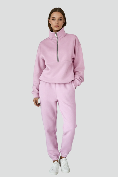 Aaliyah | Women’s 2-Piece Tracksuit Set – Half Zip Long Sleeve Top & Elastic Waist Joggers