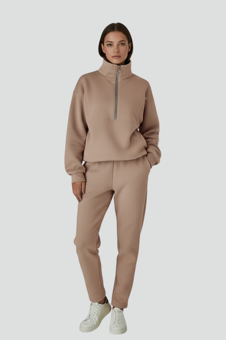 Aaliyah | Women’s 2-Piece Tracksuit Set – Half Zip Long Sleeve Top & Elastic Waist Joggers