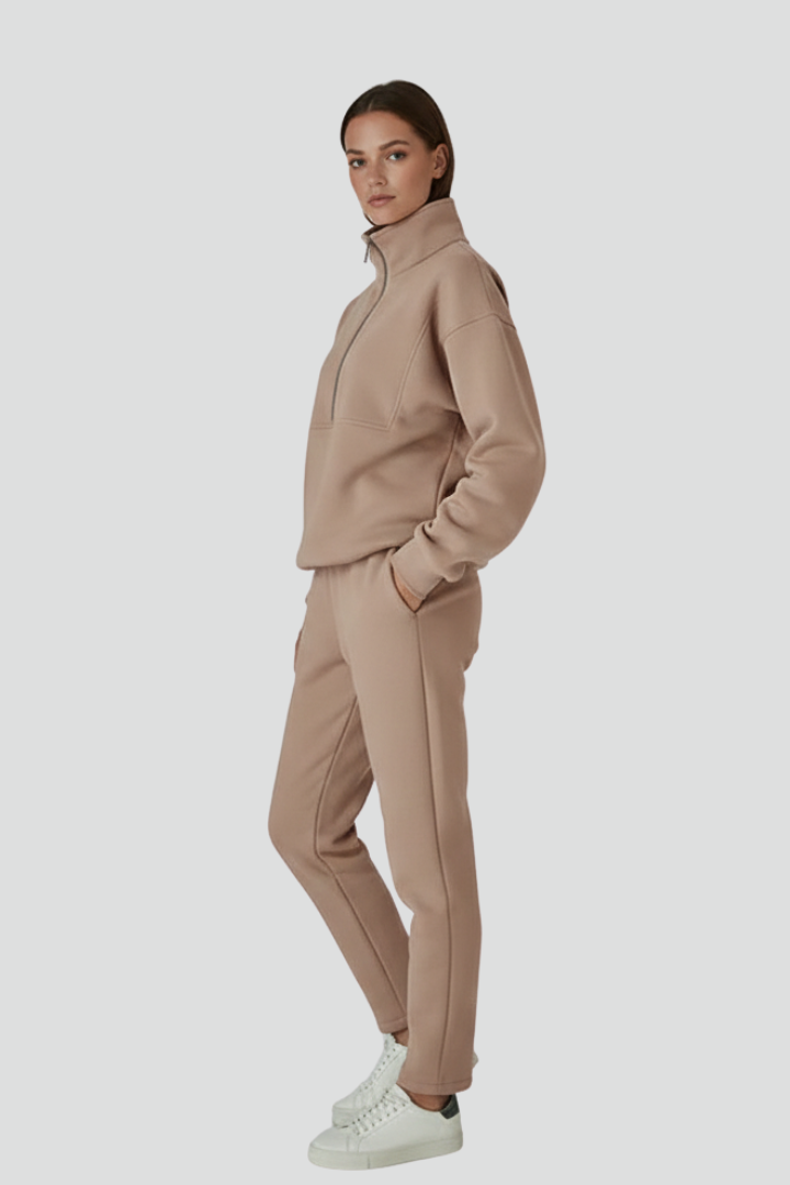 Aaliyah | Women’s 2-Piece Tracksuit Set – Half Zip Long Sleeve Top & Elastic Waist Joggers
