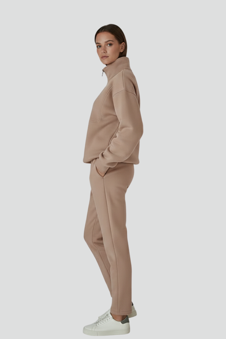Aaliyah | Women’s 2-Piece Tracksuit Set – Half Zip Long Sleeve Top & Elastic Waist Joggers
