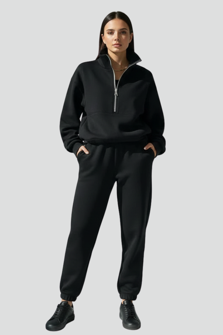 Aaliyah | Women’s 2-Piece Tracksuit Set – Half Zip Long Sleeve Top & Elastic Waist Joggers