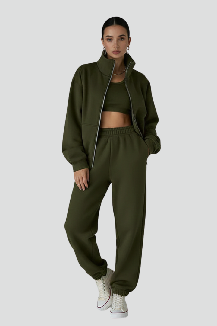 Aaliyah | Women’s 2-Piece Tracksuit Set – Half Zip Long Sleeve Top & Elastic Waist Joggers