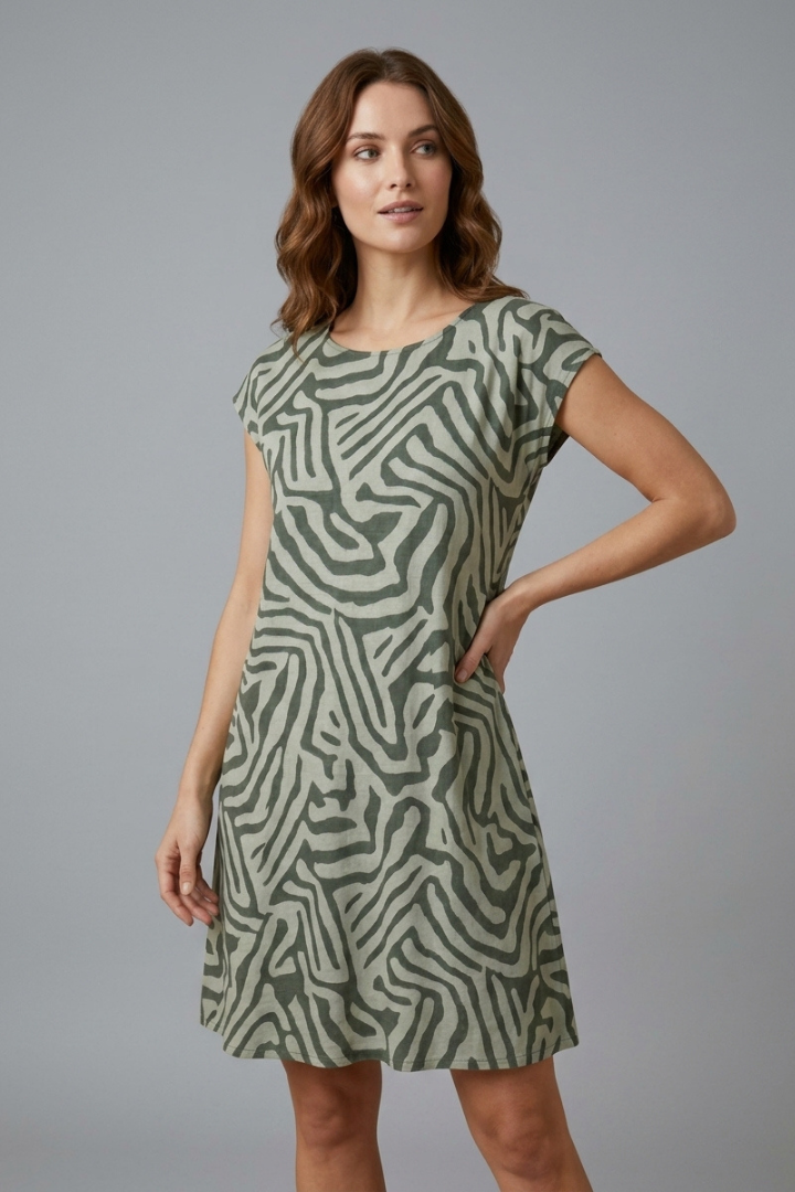 Alexa | Women's Flared Sleeve Midi Dress – A-Line Cotton Round Neck Dress