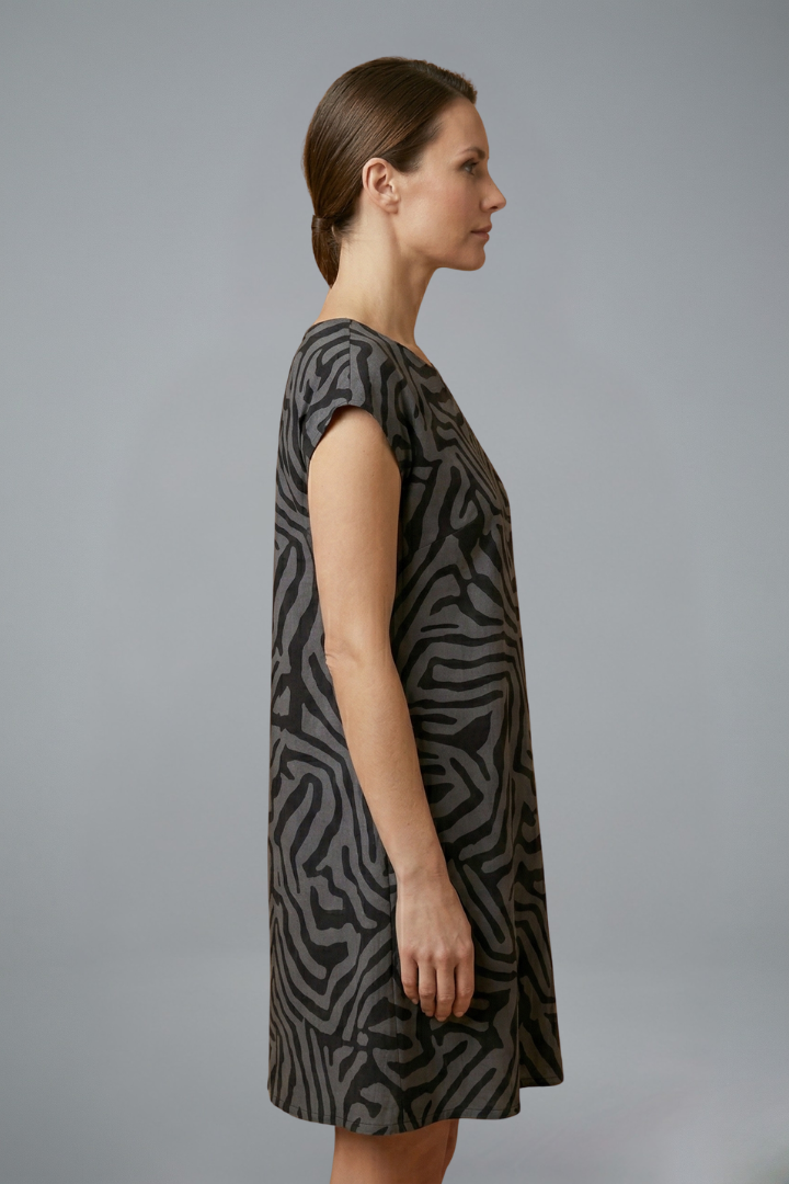 Alexa | Women's Flared Sleeve Midi Dress – A-Line Cotton Round Neck Dress