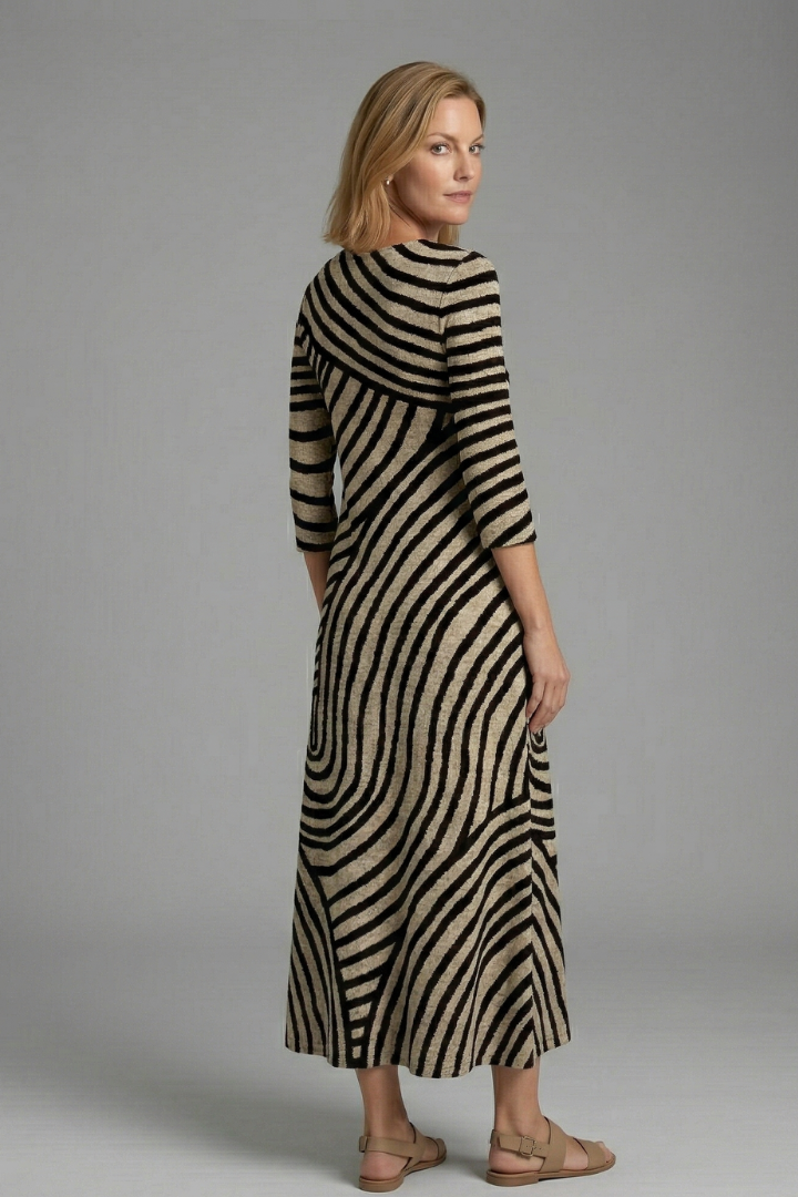 Alexis | Women's Long Dress – V Neck Abstract Print Short Sleeve Maxi Dress
