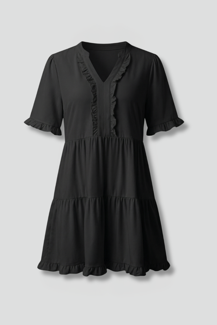 Alice | Women's Tiered Mini Dress – V Neck Ruffle Sleeve Flowy Dress