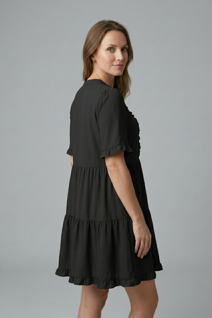 Alice | Women's Tiered Mini Dress – V Neck Ruffle Sleeve Flowy Dress