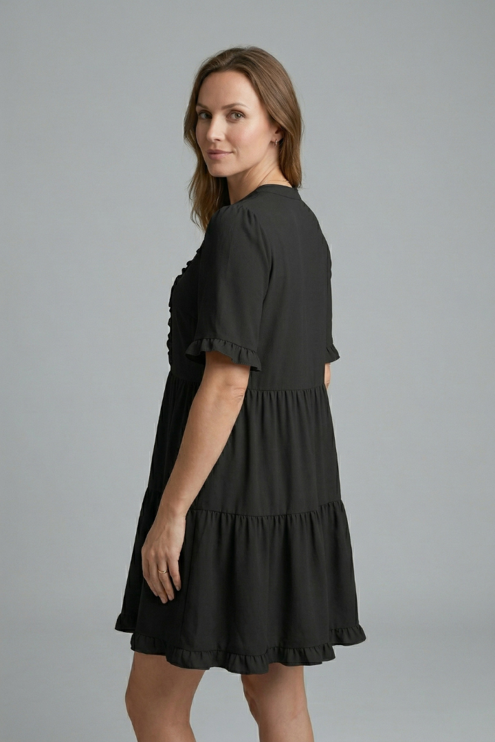 Alice | Women's Tiered Mini Dress – V Neck Ruffle Sleeve Flowy Dress