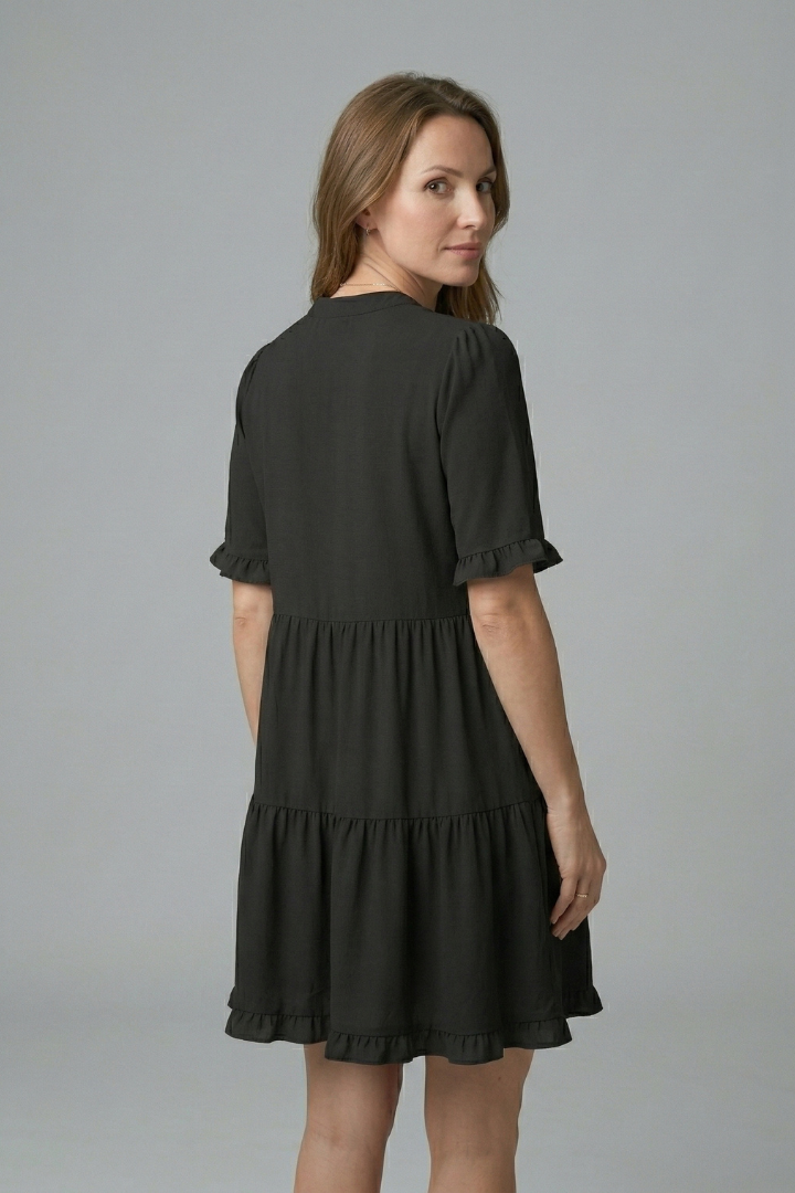 Alice | Women's Tiered Mini Dress – V Neck Ruffle Sleeve Flowy Dress