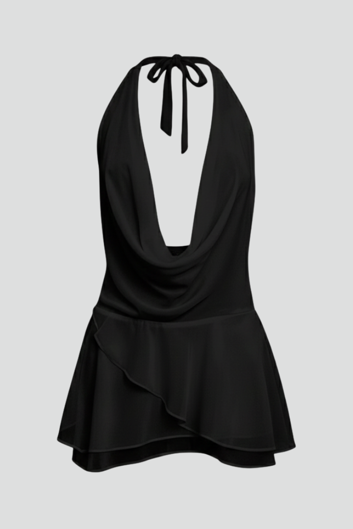 Alira | Backless Mini Dress - Women Scoop Neck, Halter, Open Back, Party Evening Dress