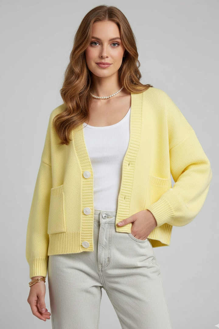 Alivia | Women's Knit Cardigan – V Neck Button Front Long Sleeve Sweater
