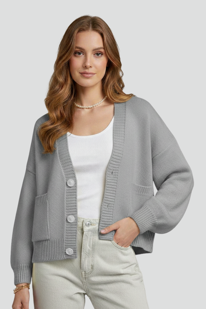 Alivia | Women's Knit Cardigan – V Neck Button Front Long Sleeve Sweater