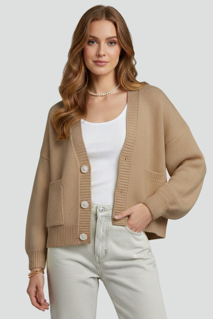 Alivia | Women's Knit Cardigan – V Neck Button Front Long Sleeve Sweater