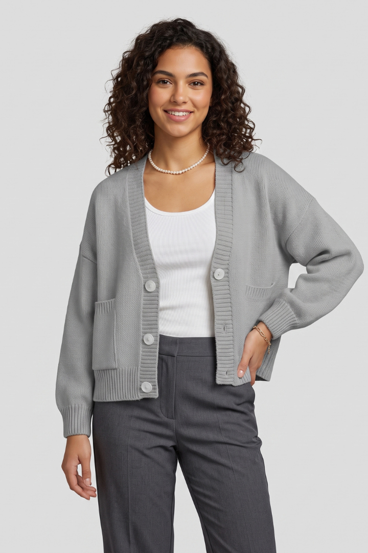 Alivia | Women's Knit Cardigan – V Neck Button Front Long Sleeve Sweater