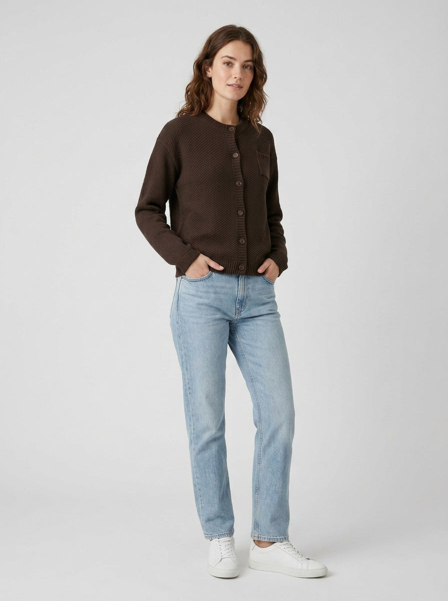 Amavelle | Women’s Knit Sweater – Button-Front, Round Neck, Long Sleeve