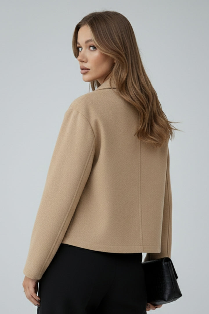 Amelise | Women's Short Faux Suede Jacket – Utility Shirt Collar Button-Up Coat