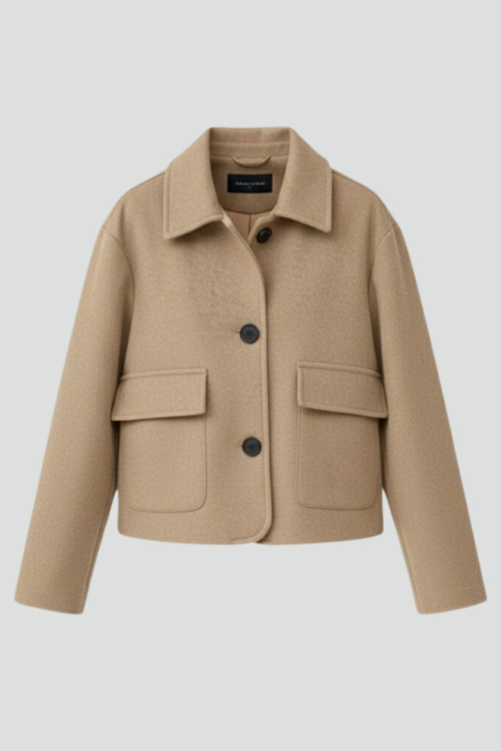 Amelise | Women's Short Faux Suede Jacket – Utility Shirt Collar Button-Up Coat