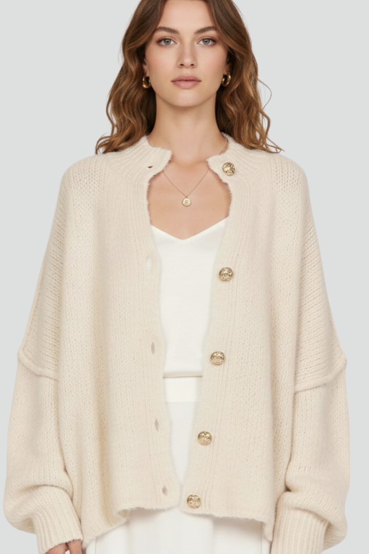 Analia | Women's Knit Cardigan – Button Front Long Sleeve Sweater