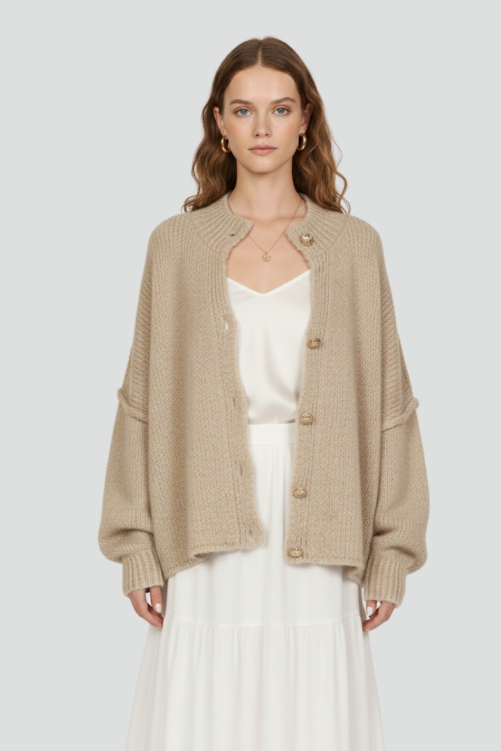 Analia | Women's Knit Cardigan – Button Front Long Sleeve Sweater