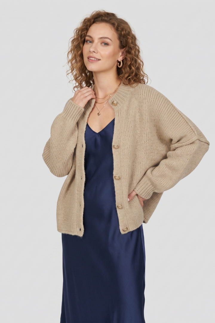 Analia | Women's Knit Cardigan – Button Front Long Sleeve Sweater