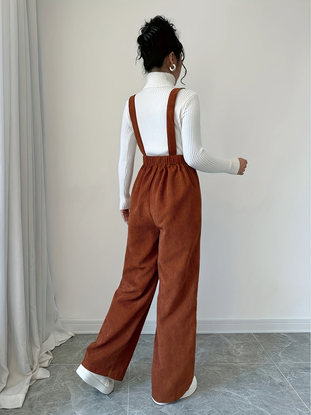 Anara | Women’s Corduroy Jumpsuit – Wide Strap Suspender Style