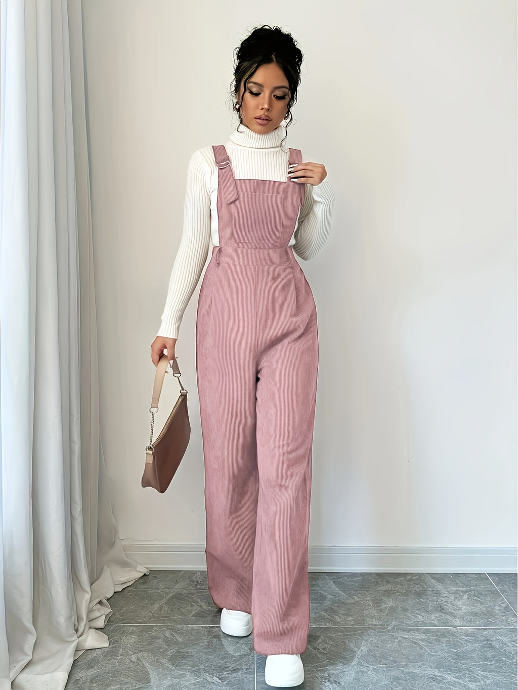 Anara | Women’s Corduroy Jumpsuit – Wide Strap Suspender Style