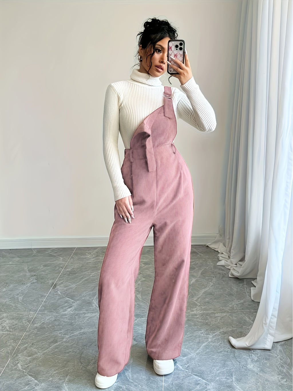 Anara | Women’s Corduroy Jumpsuit – Wide Strap Suspender Style