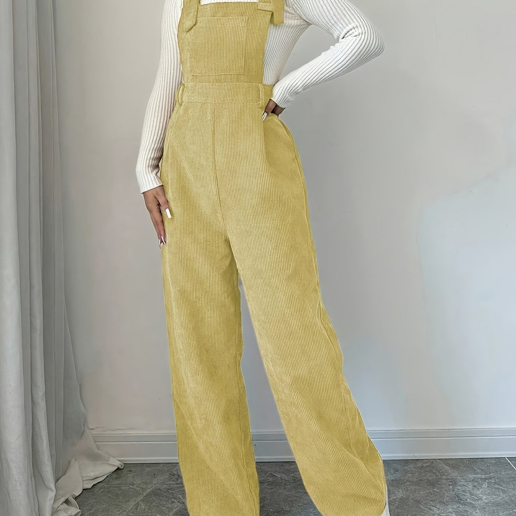 Anara | Women’s Corduroy Jumpsuit – Wide Strap Suspender Style