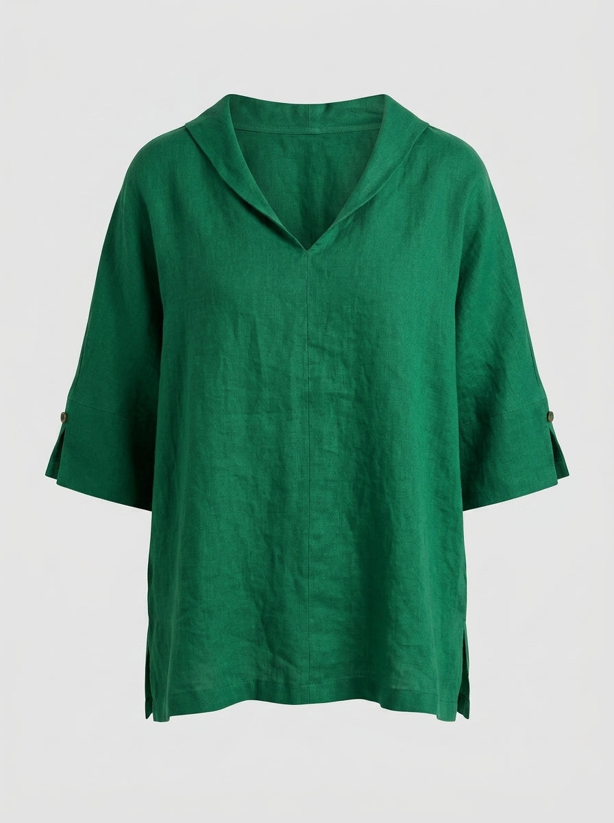 Anastasia | Women’s V-Neck Blouse – Elegant Loose-Fit Top, Flowy & Casual
