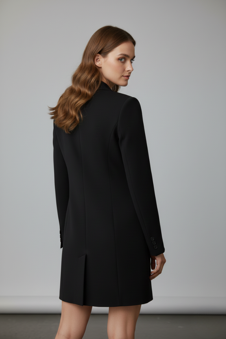 Anaya | Women's Longline Blazer – Notched Lapel Button Front Jacket with Long Sleeves