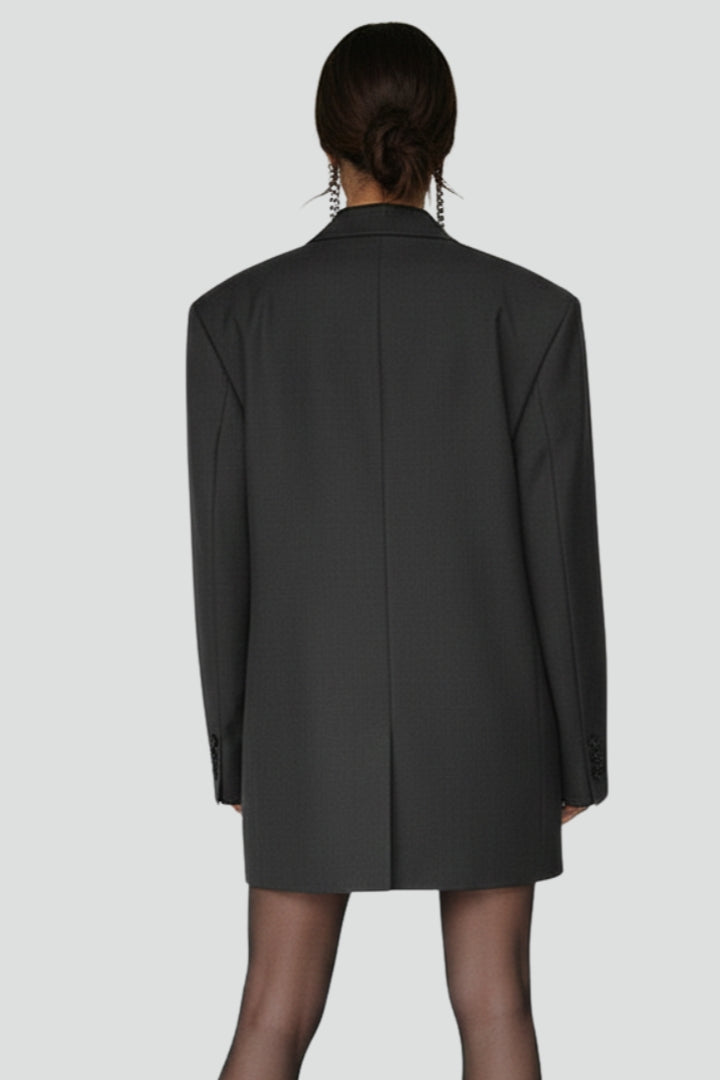 Andie | Women's Oversized Blazer – Notched Lapel Button Front Jacket with Flap Pockets