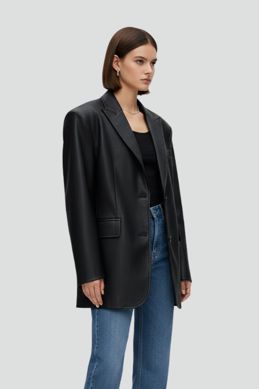 Annora | Women's Blazer – Notched Lapel Button Front Jacket with Long Sleeves