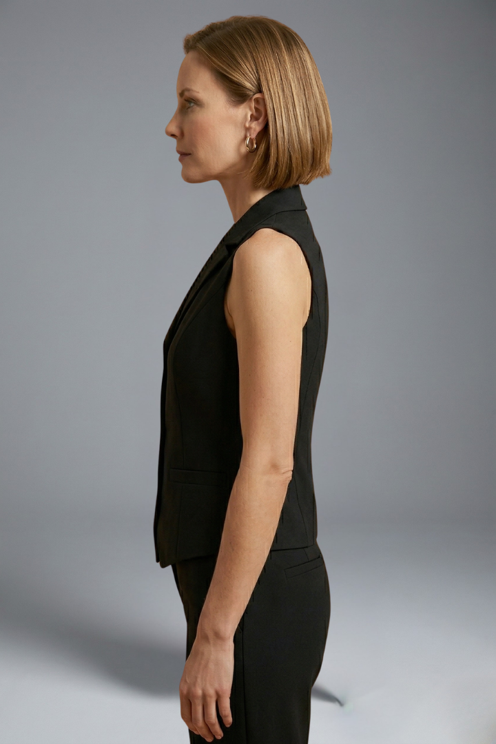 Anthea | Women’s Tailored Waistcoat – Sleeveless Lapel Vest with Single-Breasted Button Closure,
