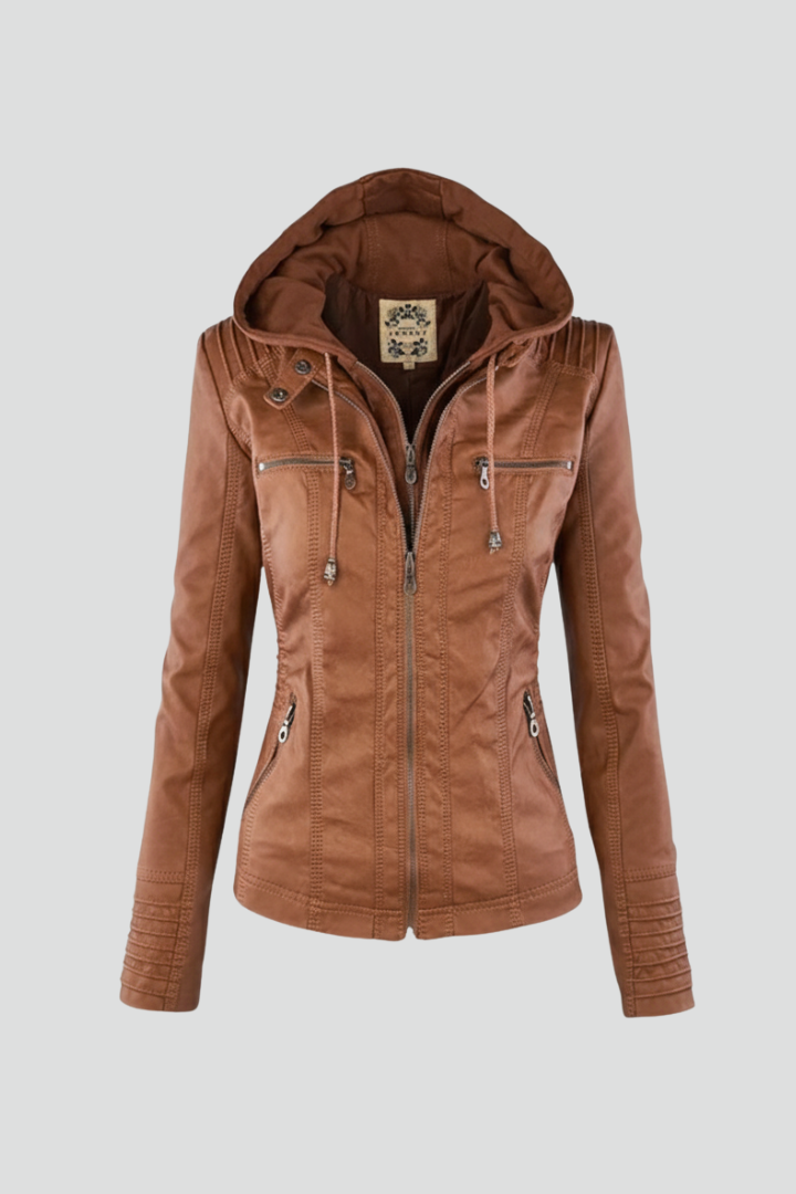 Anwen | Women’s Hooded Jacket – Fitted Zip Jacket with Multiple Zipper Pockets