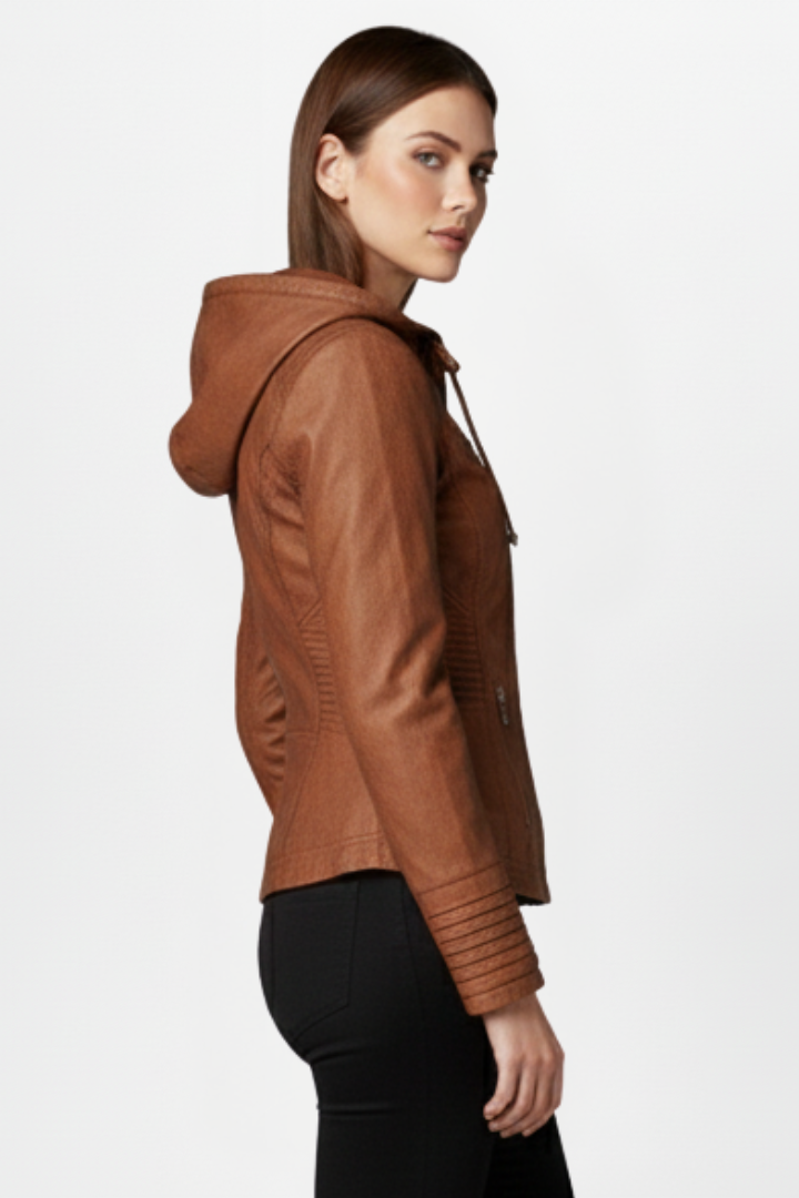 Anwen | Women’s Hooded Jacket – Fitted Zip Jacket with Multiple Zipper Pockets