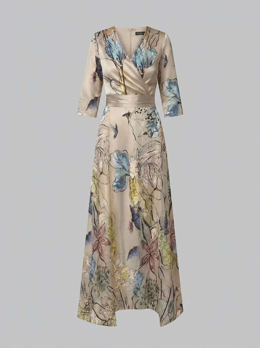 Araminta | Women’s Floral Wrap Dress – V-Neck, 3/4 Sleeves