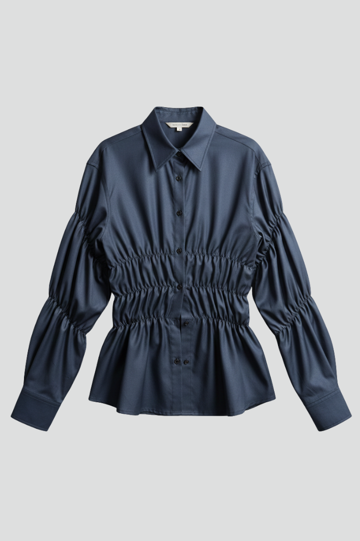 Arianne | Women's Relaxed Fit Blouse – Long Sleeve Ruched Front Casual Woven Top
