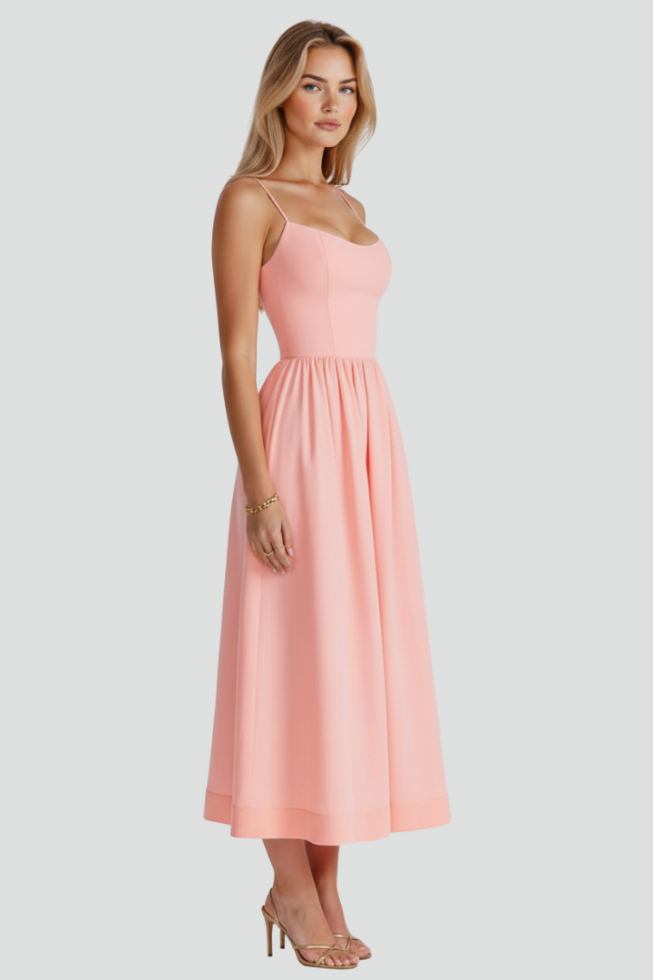 Asha | Women’s Midi Dress with Spaghetti Straps