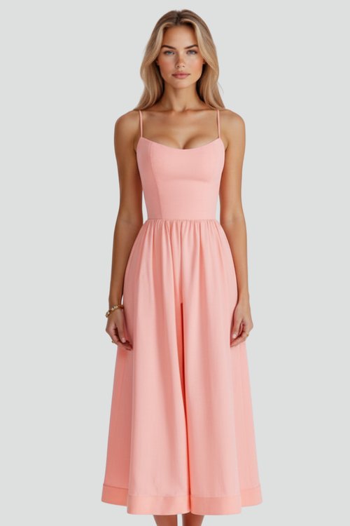 Asha | Women’s Midi Dress with Spaghetti Straps