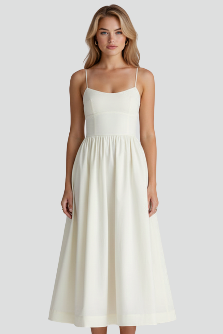 Asha | Women’s Midi Dress with Spaghetti Straps