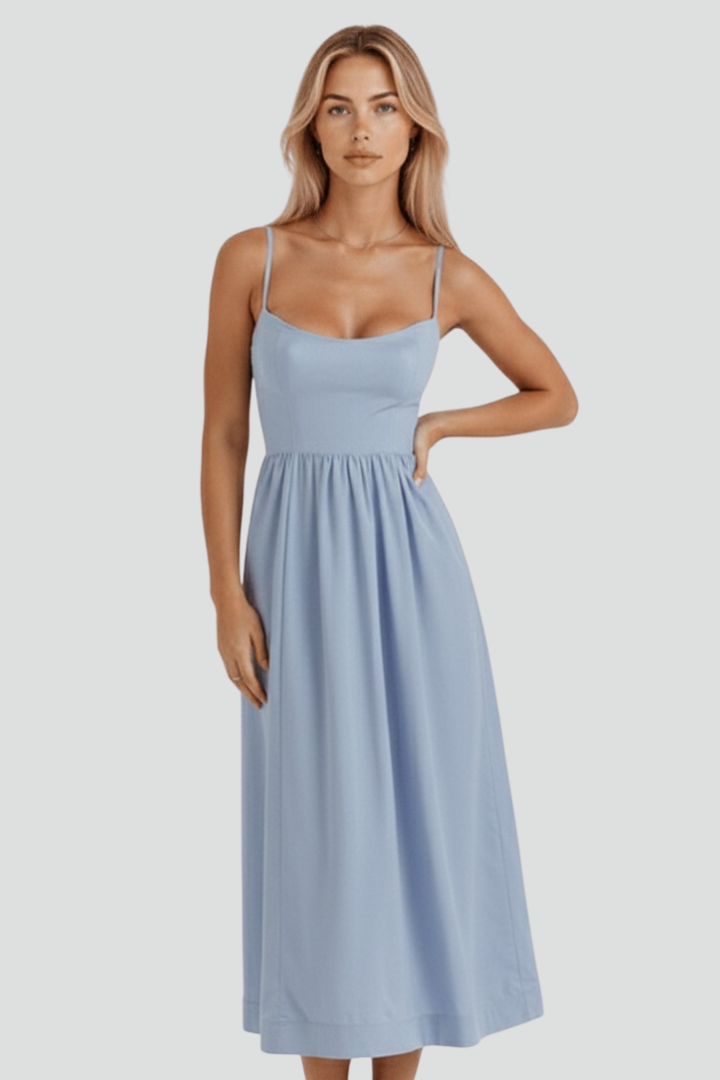 Asha | Women’s Midi Dress with Spaghetti Straps