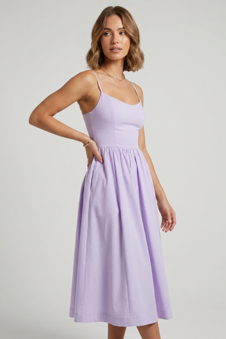 Asha | Women’s Midi Dress with Spaghetti Straps