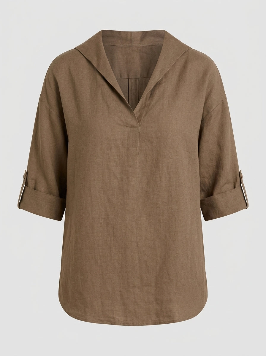 Ashlyn | Women's Loose Fit V-Neck Top - Casual Half Sleeve Lightweight Blouse