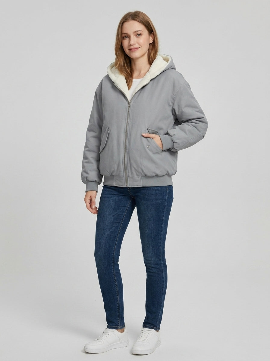 Asterelle | Women’s Hooded Jacket with Full-Zip Closure, Elastic Cuffs, Snap Pockets & Ribbed Hem