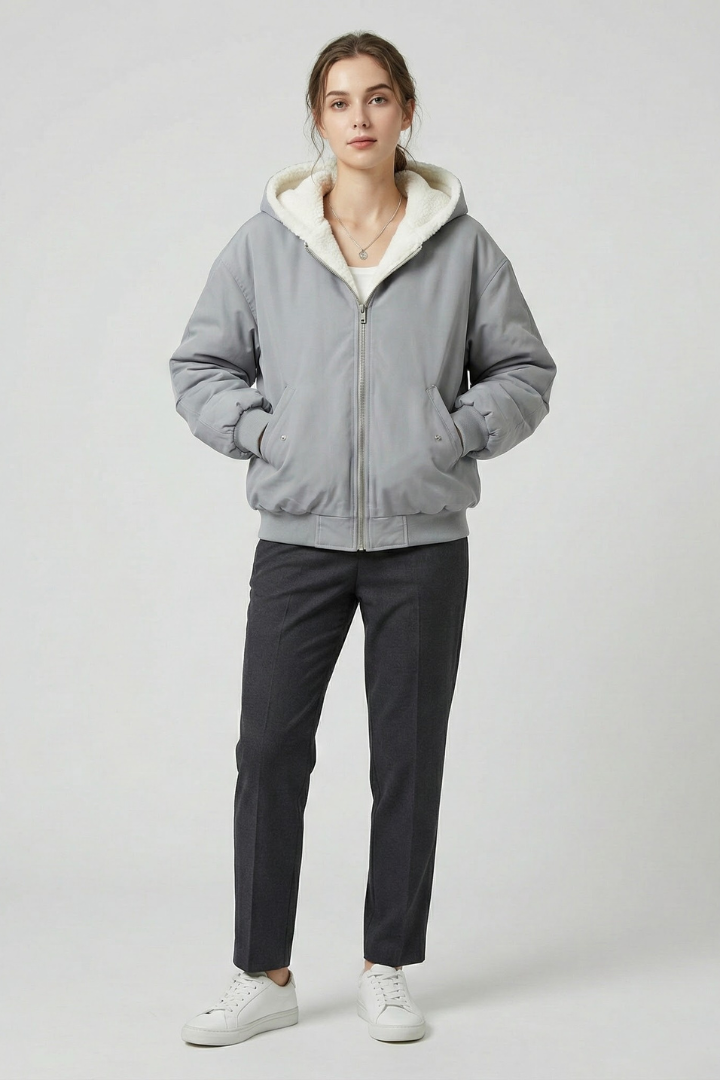 Asterelle | Women’s Hooded Jacket with Full-Zip Closure, Elastic Cuffs, Snap Pockets & Ribbed Hem