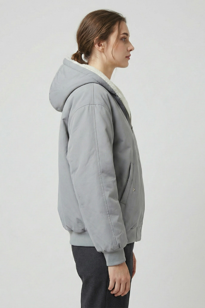 Asterelle | Women’s Hooded Jacket with Full-Zip Closure, Elastic Cuffs, Snap Pockets & Ribbed Hem
