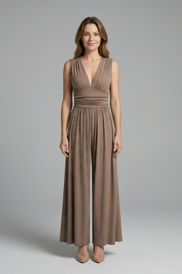 Astoria | Women's Elegant Sleeveless Wide Leg Jumpsuit, Round Neck One-Piece Outfit