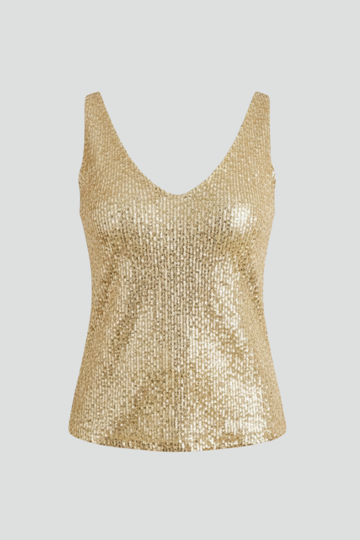 Astra | Women’s Party Top – V-Neck Sequin Sparkle Elegant Slim Fit Blouse