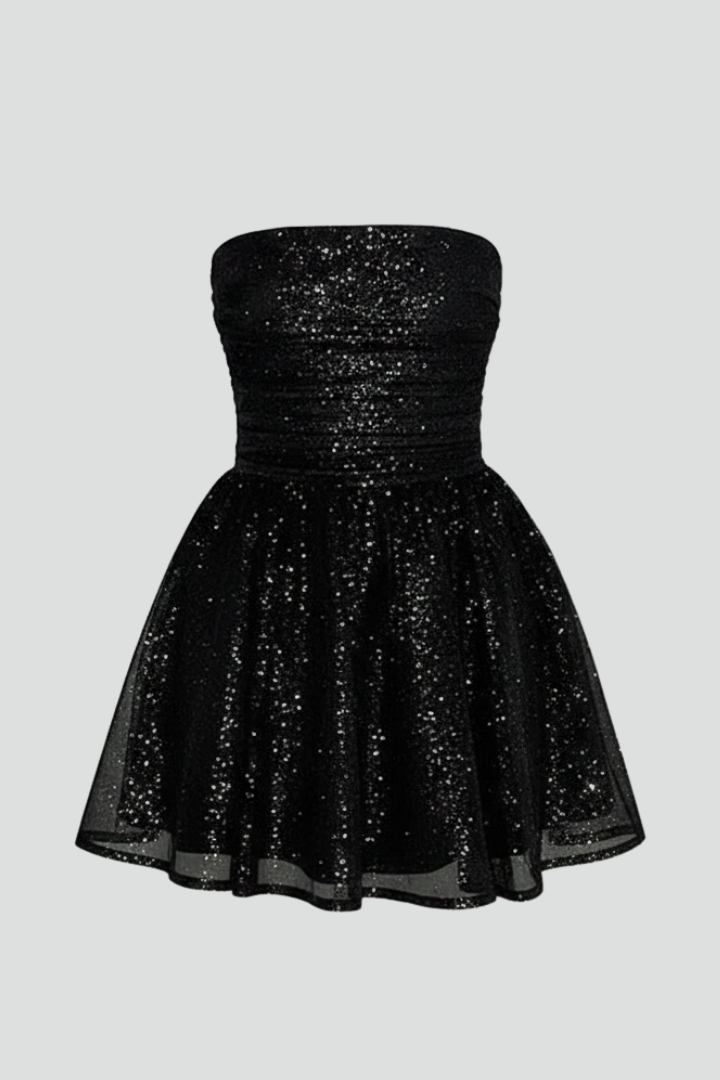 Astrid | Women's Strapless Above-Knee Dress – Sleeveless Fit & Flare Mini Dress